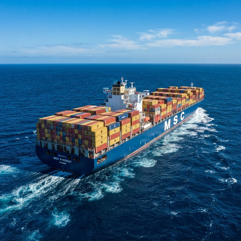 Barco de carga en el océano