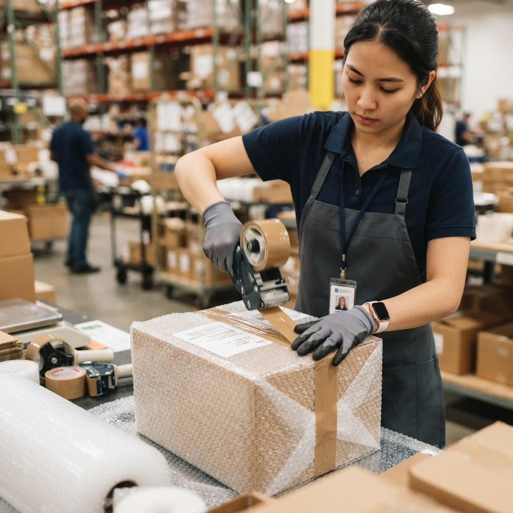 Empacando cajas para envío