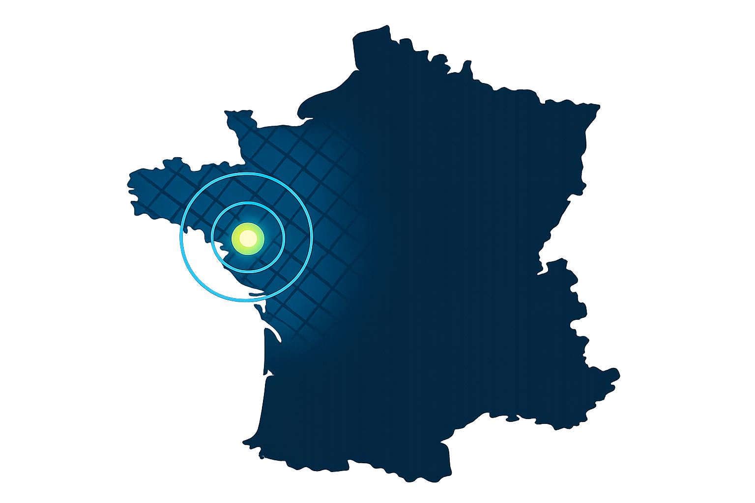 Zone d'intervention — Grand Ouest, rayon de 2h autour de Nantes