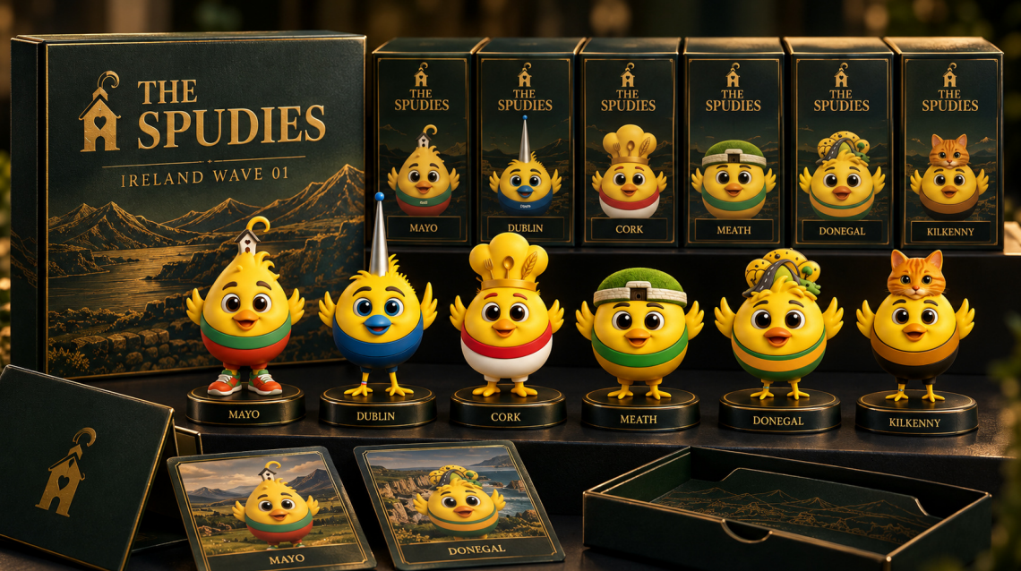 Wave 01 Spudies collectible figures: Mayo, Dublin, Cork, Meath, Donegal and Kilkenny