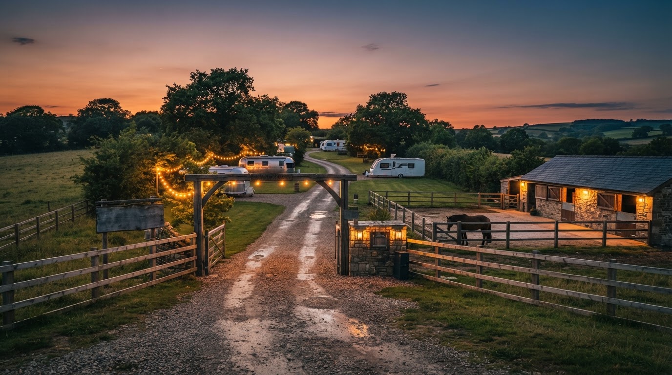 Illustrative holiday parks & equestrian scene