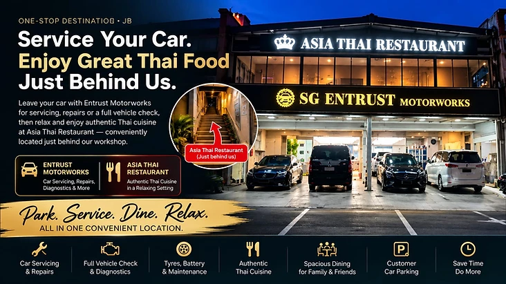 Asia Thai Restaurant and SG Entrust Motorworks in Johor Bahru