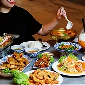 A table filled with Thai dishes at Asia Thai Restaurant