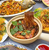 A claypot noodle dish with prawns at Asia Thai Restaurant