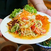 A fresh Thai salad being served at Asia Thai Restaurant