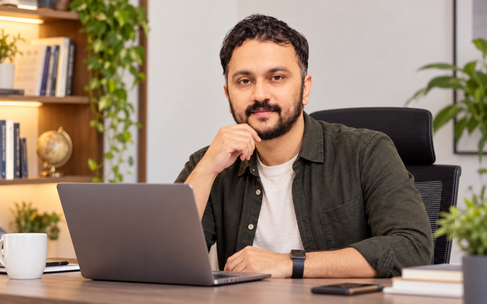 Awais Chaudhry — working in his office