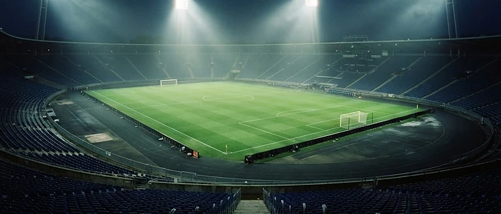Floodlit football stadium at night seen from the stands, illustrating IPTV football streaming quality checks for UK viewers