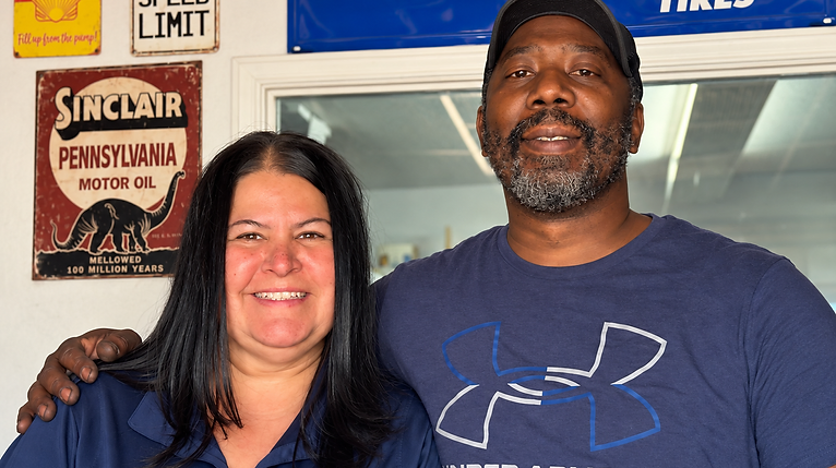 Jerry and Corey at Elbow Grease Automotive in Greeley.