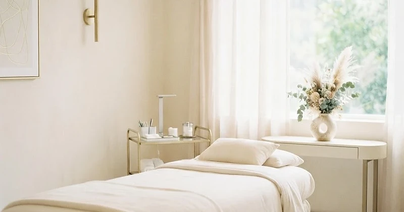 Calm, light-filled treatment room at SW Beauty studio