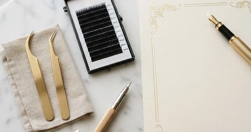 Precision beauty tools and a certificate on marble