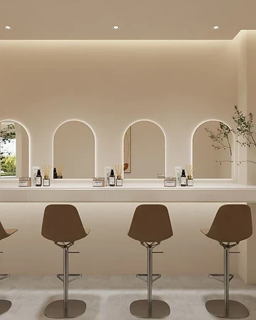 Mirror stations for brow and makeup