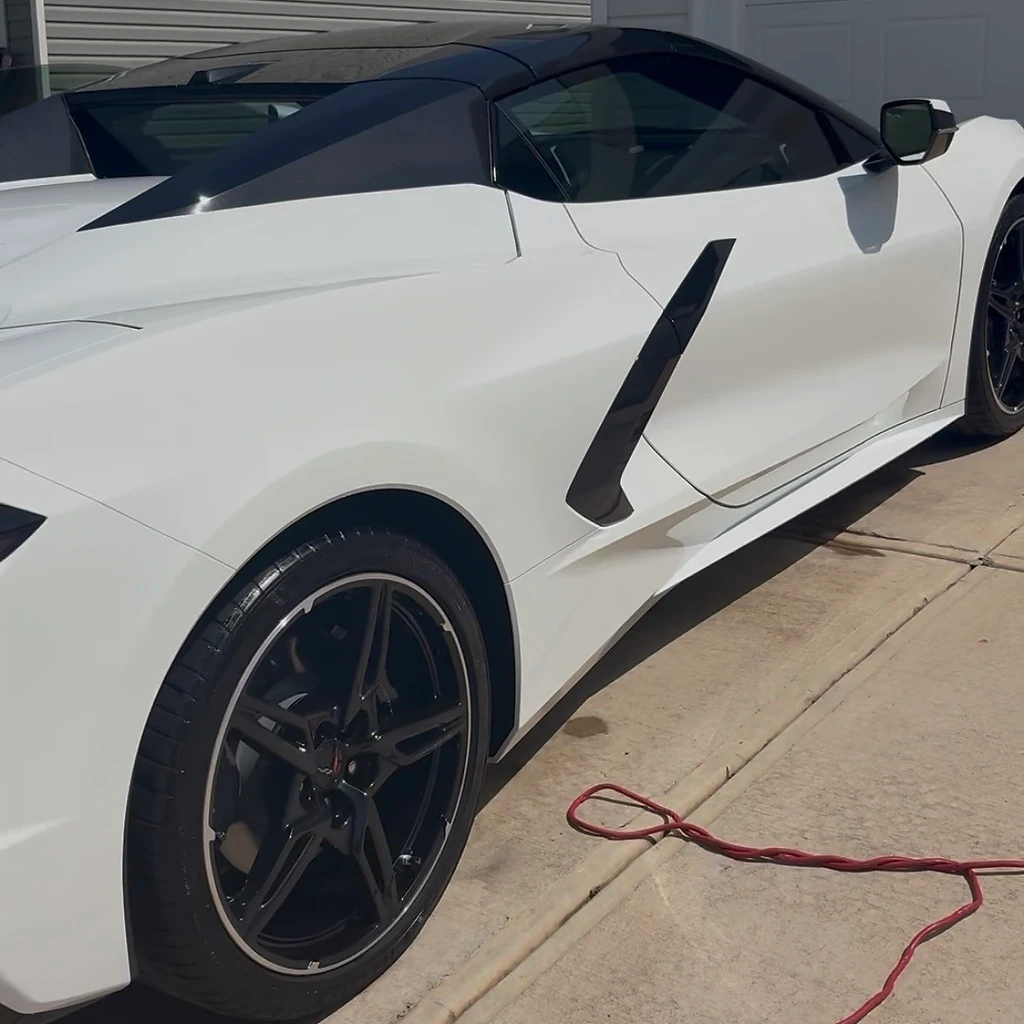 Machine polishing paintwork during a paint correction service