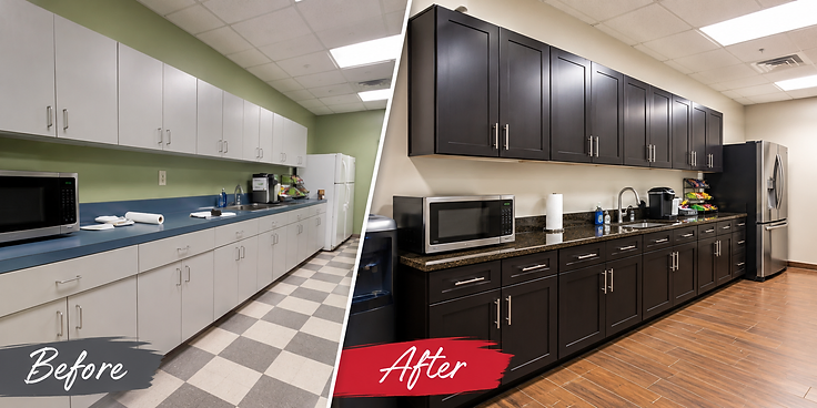 Cox Media employee breakroom and restroom renovation in St. Petersburg by Home Res-Q