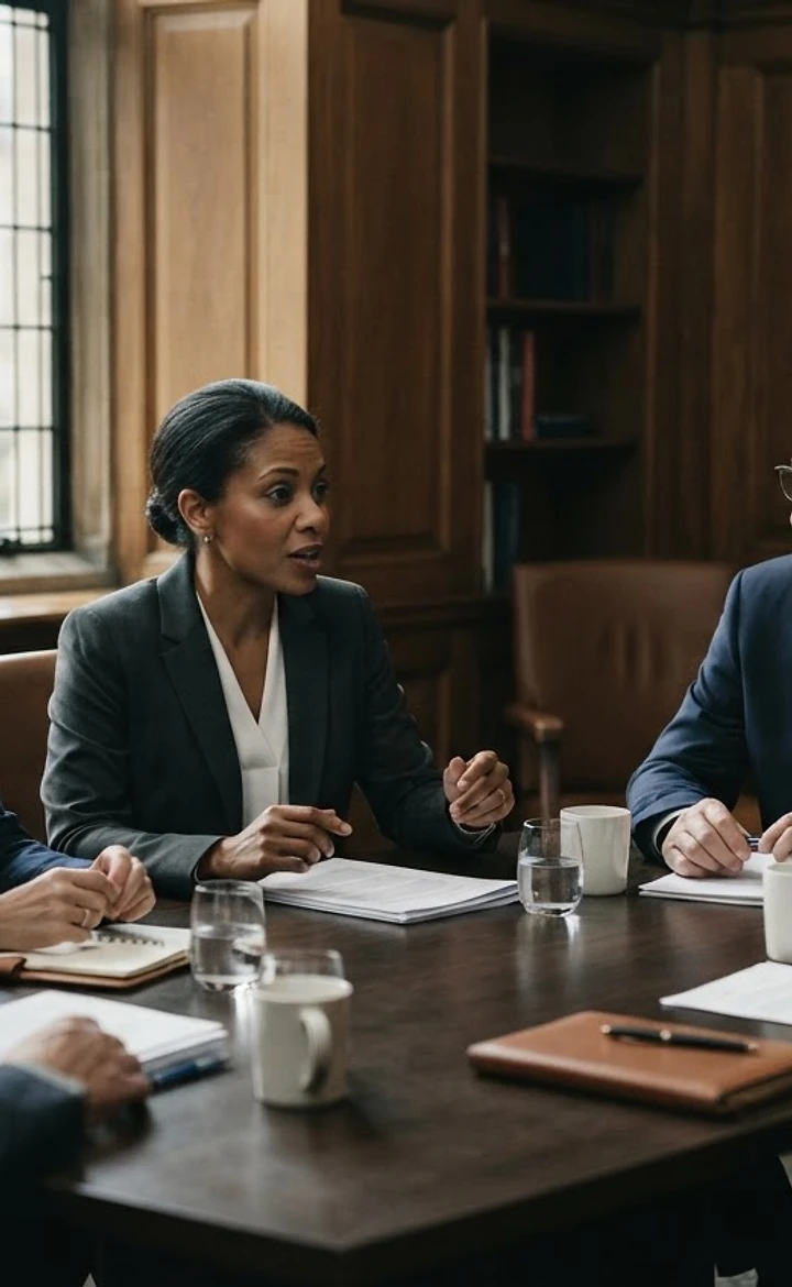 Dirigentes em diálogo durante um programa de formação executiva