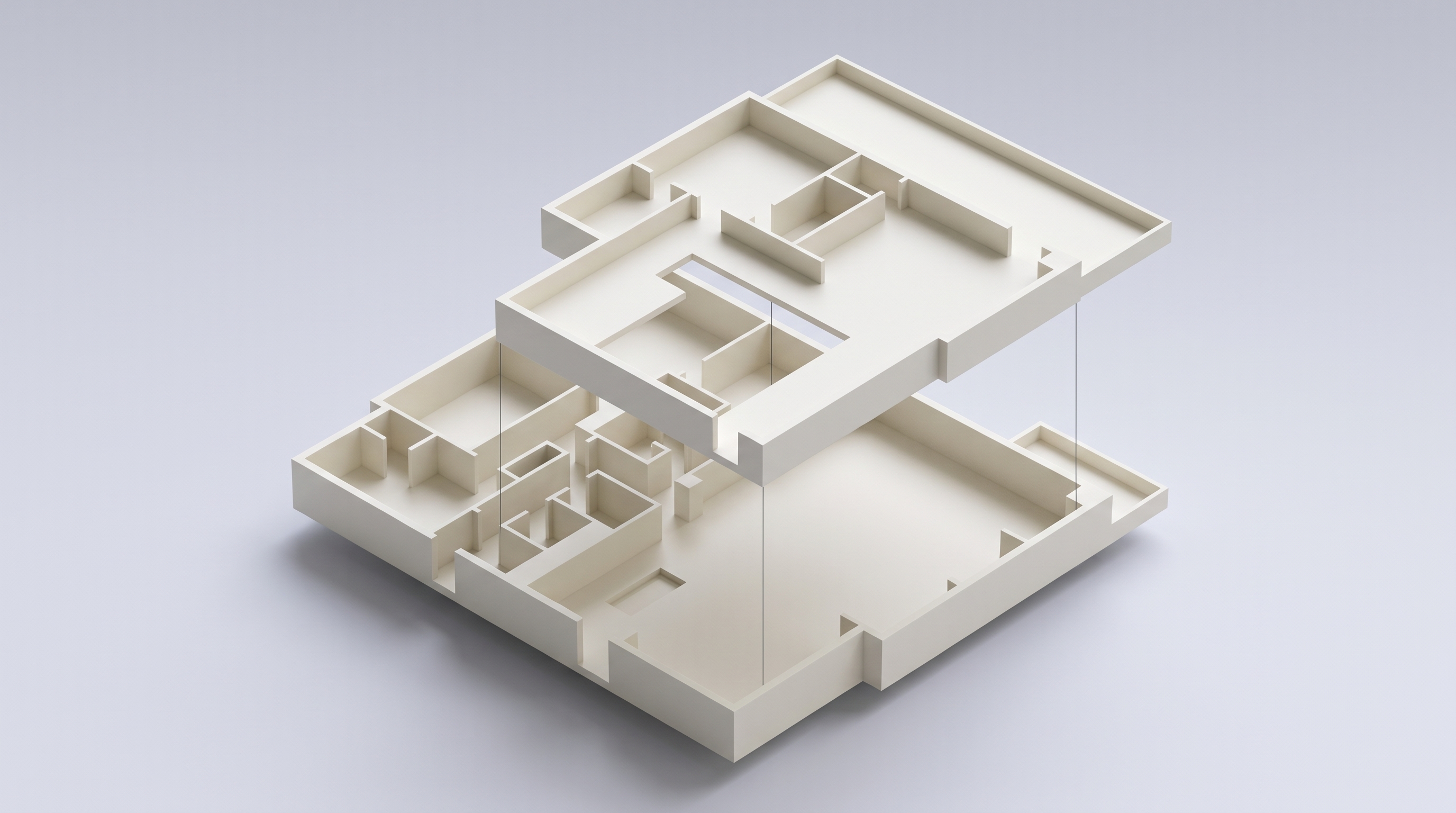 Exploded axonometric of the home's levels