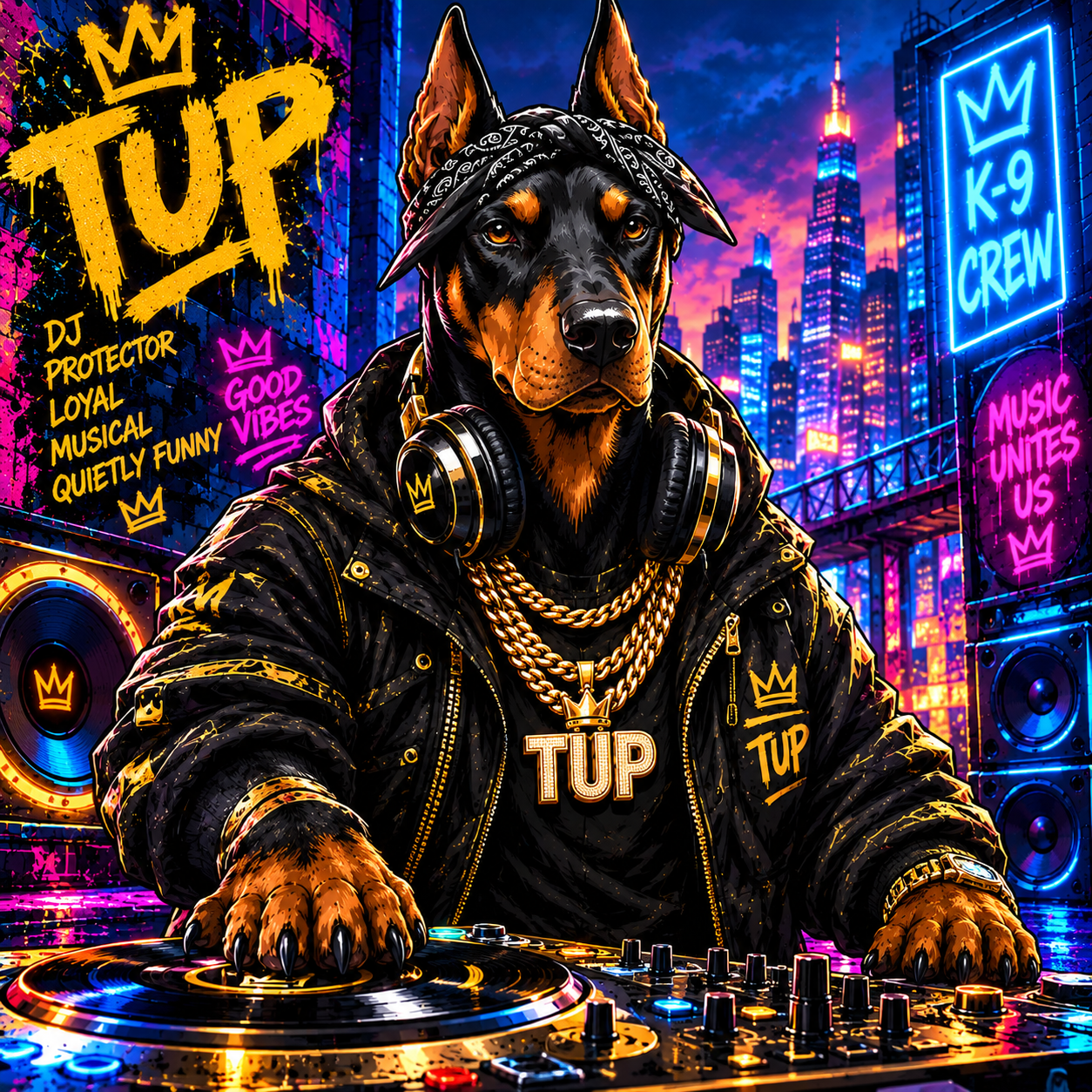 TUP — Doberman, DJ and protector of the K-9 Crew