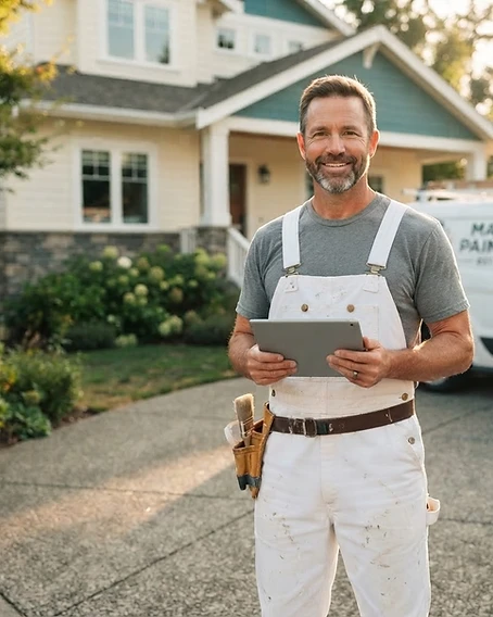 Painting contractor pricing a job on site