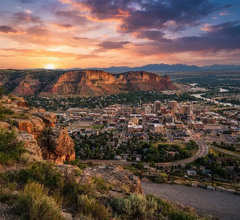 Billings, Montana below the Rimrocks at sunset
