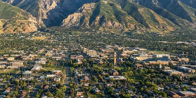 Provo, Utah with the Wasatch mountains behind