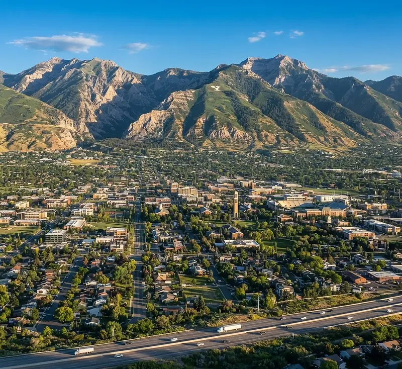 Provo, Utah with the Wasatch mountains behind