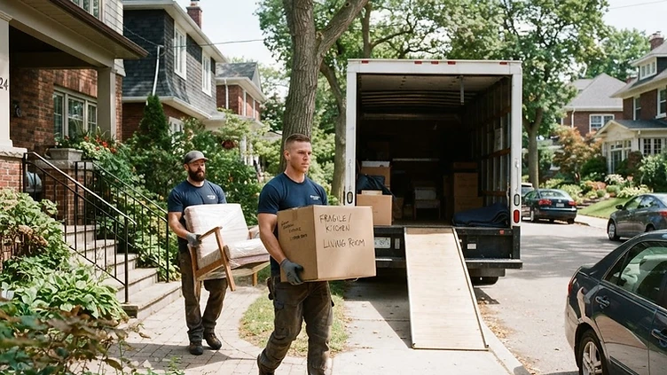 Moving Company checking new job requests on his phone