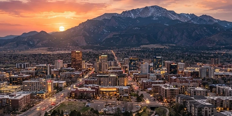 Colorado Springs skyline with Pikes Peak