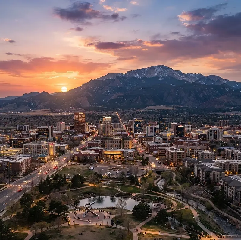Colorado Springs skyline with Pikes Peak