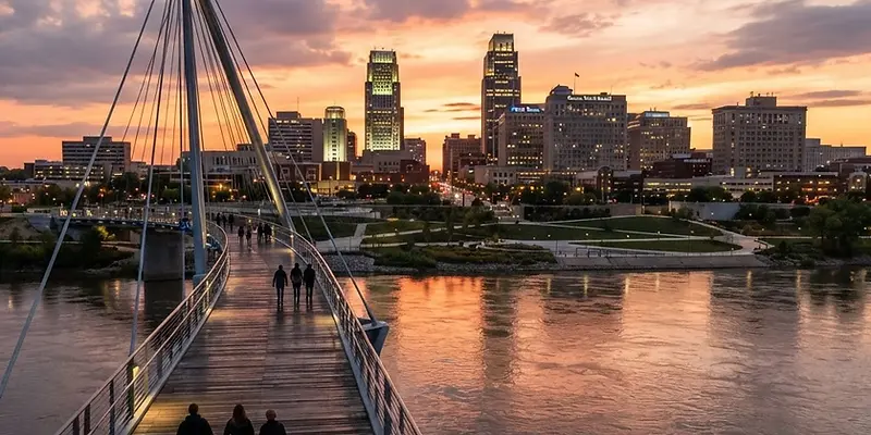 Omaha skyline from the Missouri riverfront