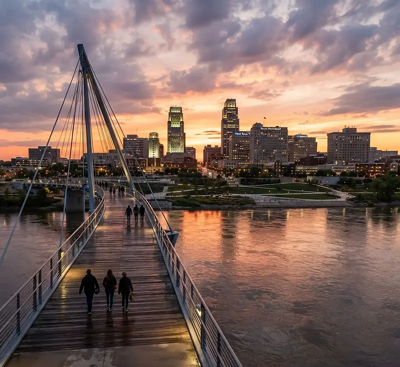 Omaha skyline from the Missouri riverfront