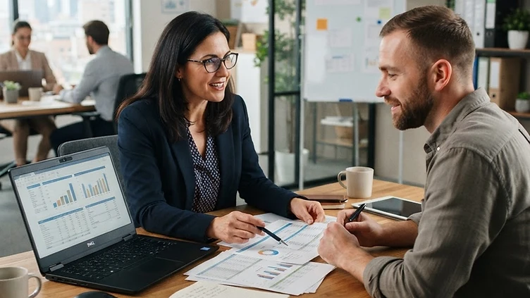 Accounting Firm checking new job requests on his phone