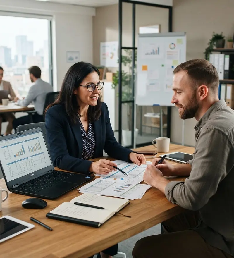 Accounting firm website design: accountant meeting a small business owner