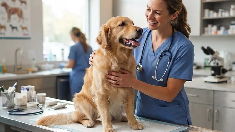 Veterinary Clinic checking new job requests on his phone