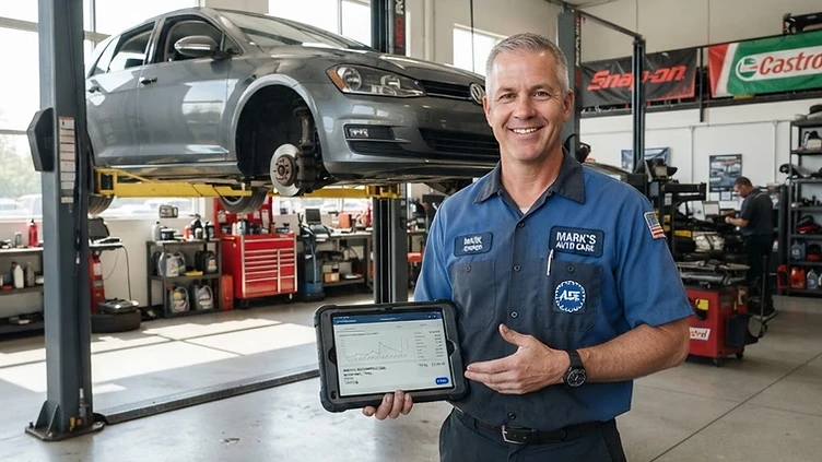 Auto Repair checking new job requests on his phone
