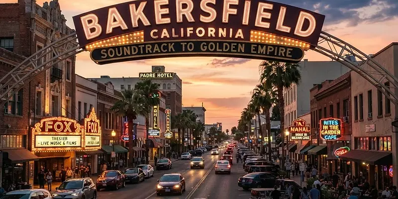 Downtown Bakersfield at sunset