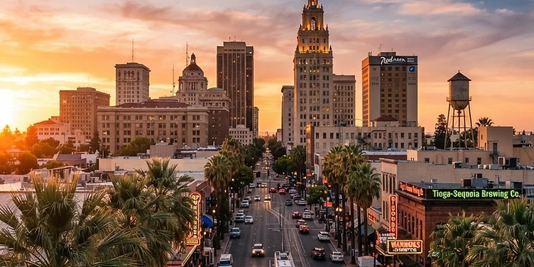 Downtown Fresno at golden hour