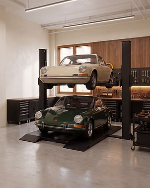 The Garage: lift, tools, hands