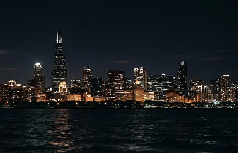 Chicago skyline at night