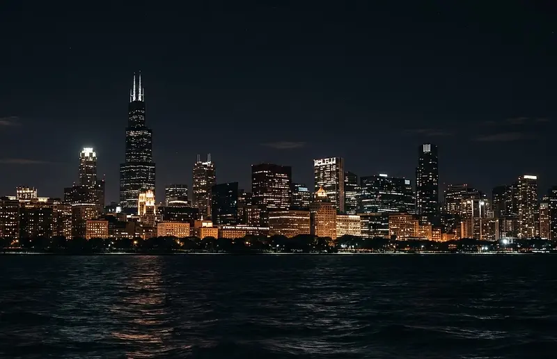 Chicago skyline at night