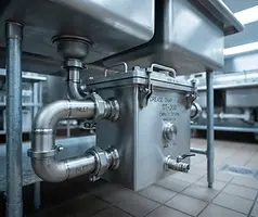 Grease Traps in a commercial restaurant kitchen