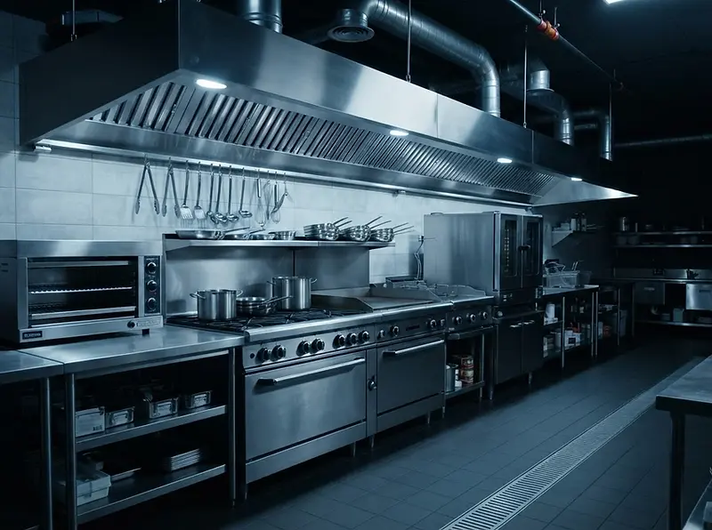 Commercial kitchen hood cleaning in a Chicago restaurant