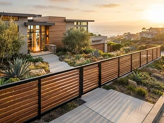 Architectural fence at golden hour