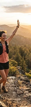 Walker on a dirt trail above Nevada City