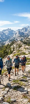 Hiker with a pack in the Sierra foothills