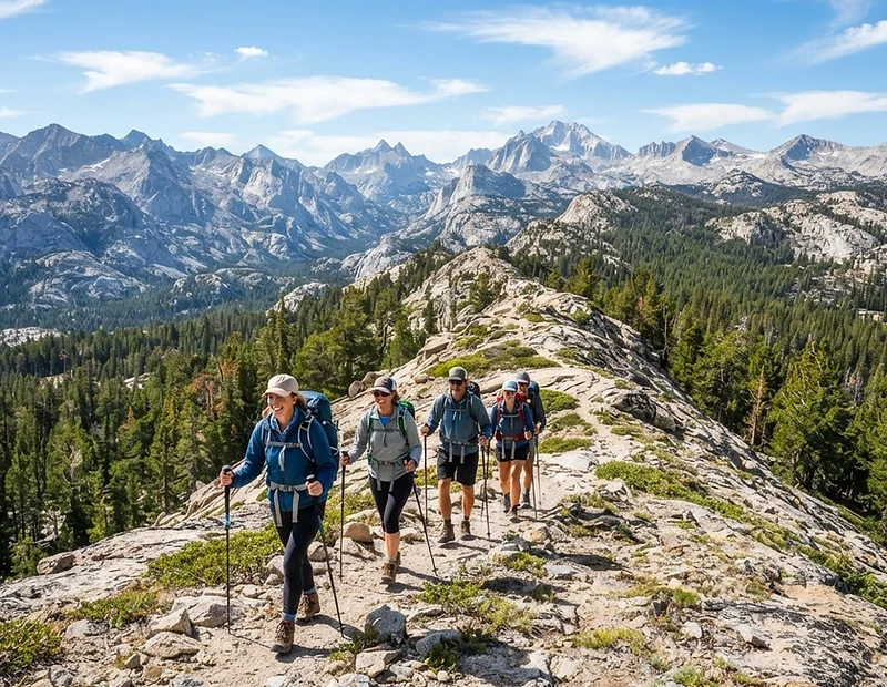Active adult hiking in the Sierra foothills