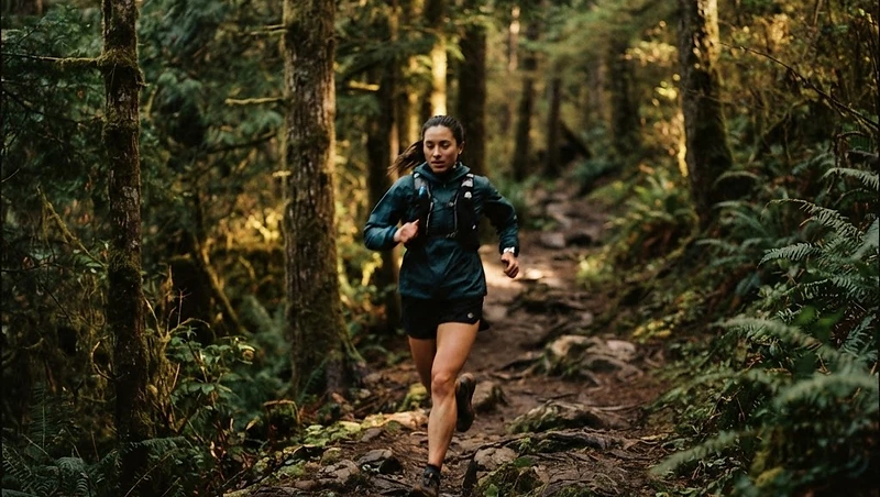 Runner on a wooded trail