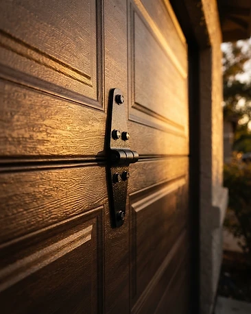 Panels & Hinges garage door component close-up