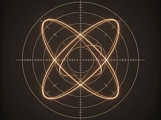 A Lissajous curve traced on a vector scope