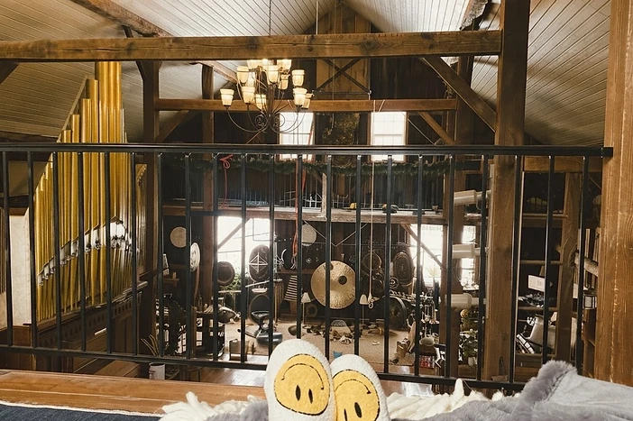 Looking down from the loft into the barn sanctuary