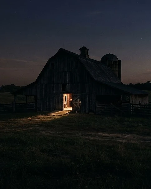 The Organ Barn at twilight
