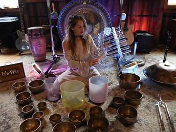 Sound healing instruments inside The Organ Barn